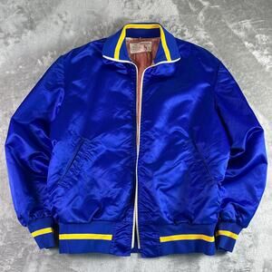Vintage Goodmans & Sons Satin Bomber Jacket Blue Yellow Mens Size 42